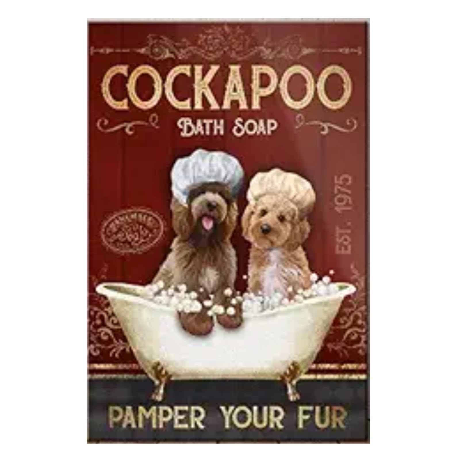peiyeety Metal Signs Cockapoo Dog Bath Pamper Your Fur Signs Vintage Signs Retro Aluminum Sign for Home Cafe Kitchen 8x12 Inch