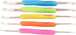 Zerodis Ganchos de crochê Conjunto de Agulhas de crochê Coloridas e Ergonômicas de Ponta Dupla Em Alumínio Liso para Iniciantes e Tricotadores Avançados, Perfeito para Suéteres e Cobertores Acessórios de Ferramentas de tricô