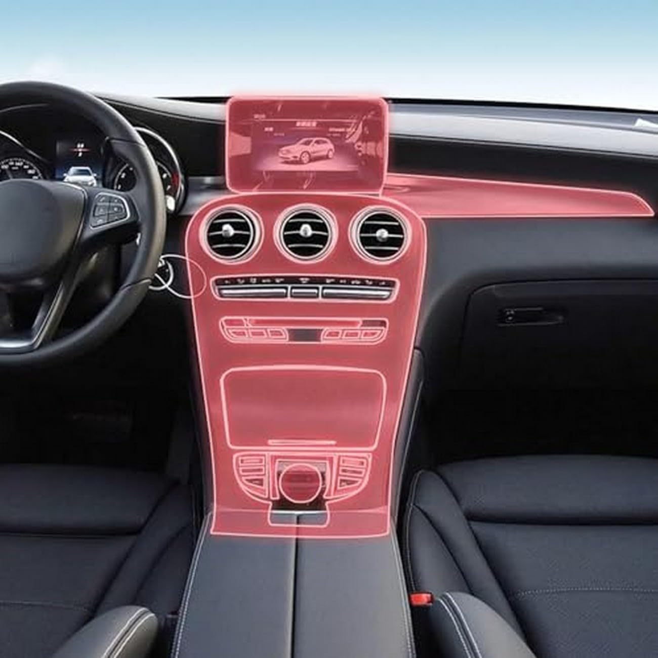 Panel skrzyni biegów wnętrza samochodu folia ochronna TPU ekran odporny na zarysowania naprawa PPF, do Mercedes Benz X253 GLC 17-2019