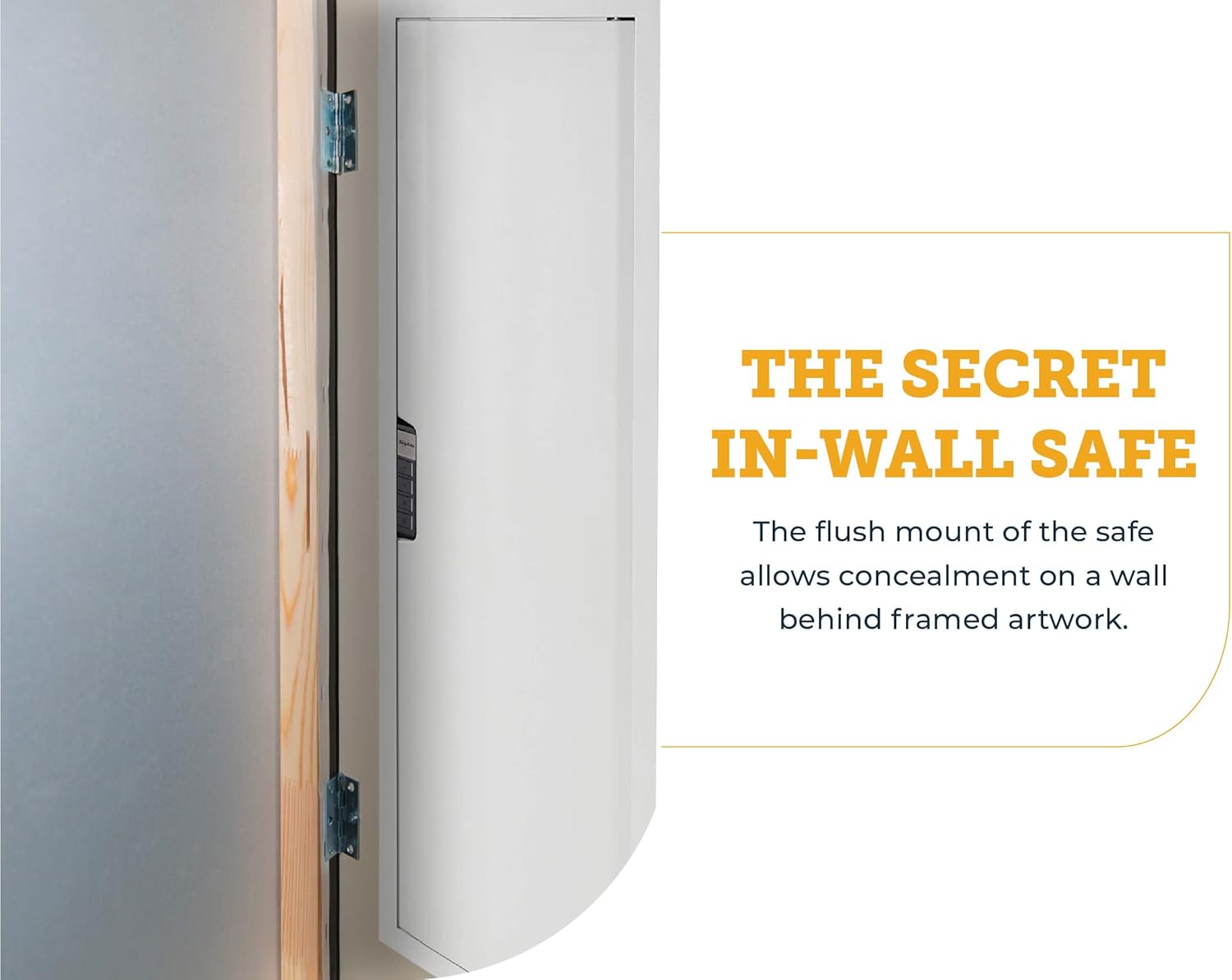 SnapSafe In Wall Tall Safe, Light Grey, 75414 - Hidden Gun Safe Provides Security for your Firearms & Valuables, Keypad Entry - Fits Between 2 Wall Studs, Flush Mount, Ideal for Home, Office