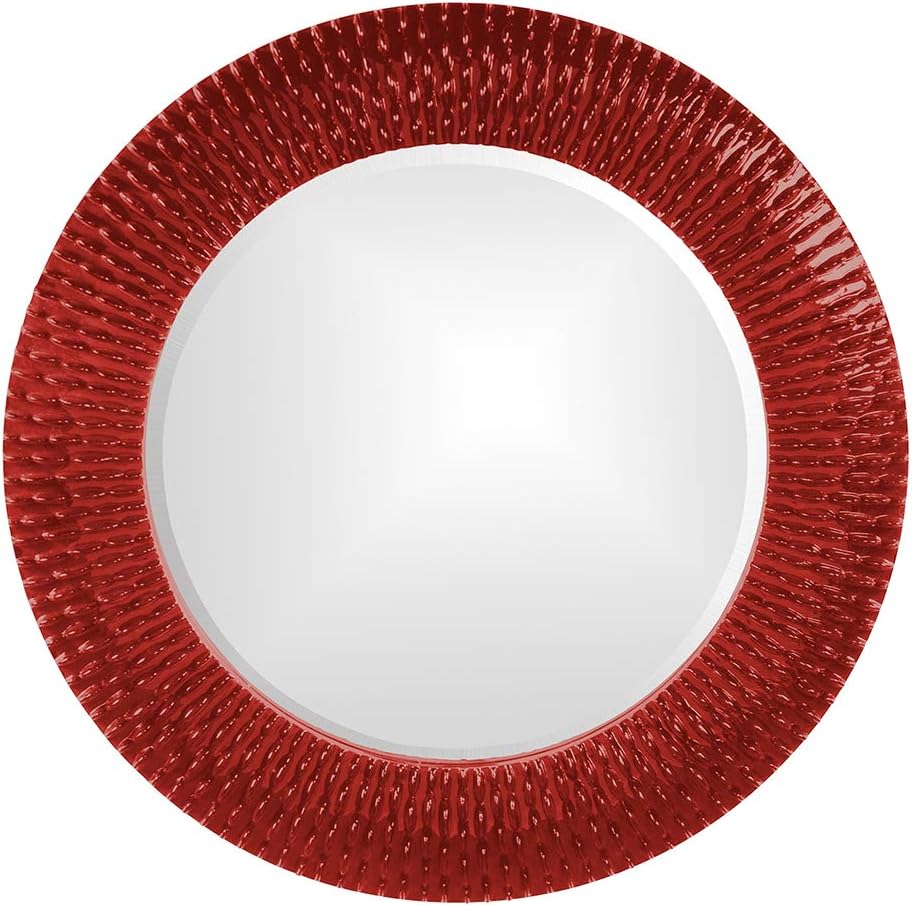 Howard Elliott Bergman Big Round Mirror for Wall Decor, Nickel Mirror with Starburst Effect, Modern Large Circular Hanging Wall Vanity Mirror for Living Room, Bathroom or Entryway, 32 x 32 Inch