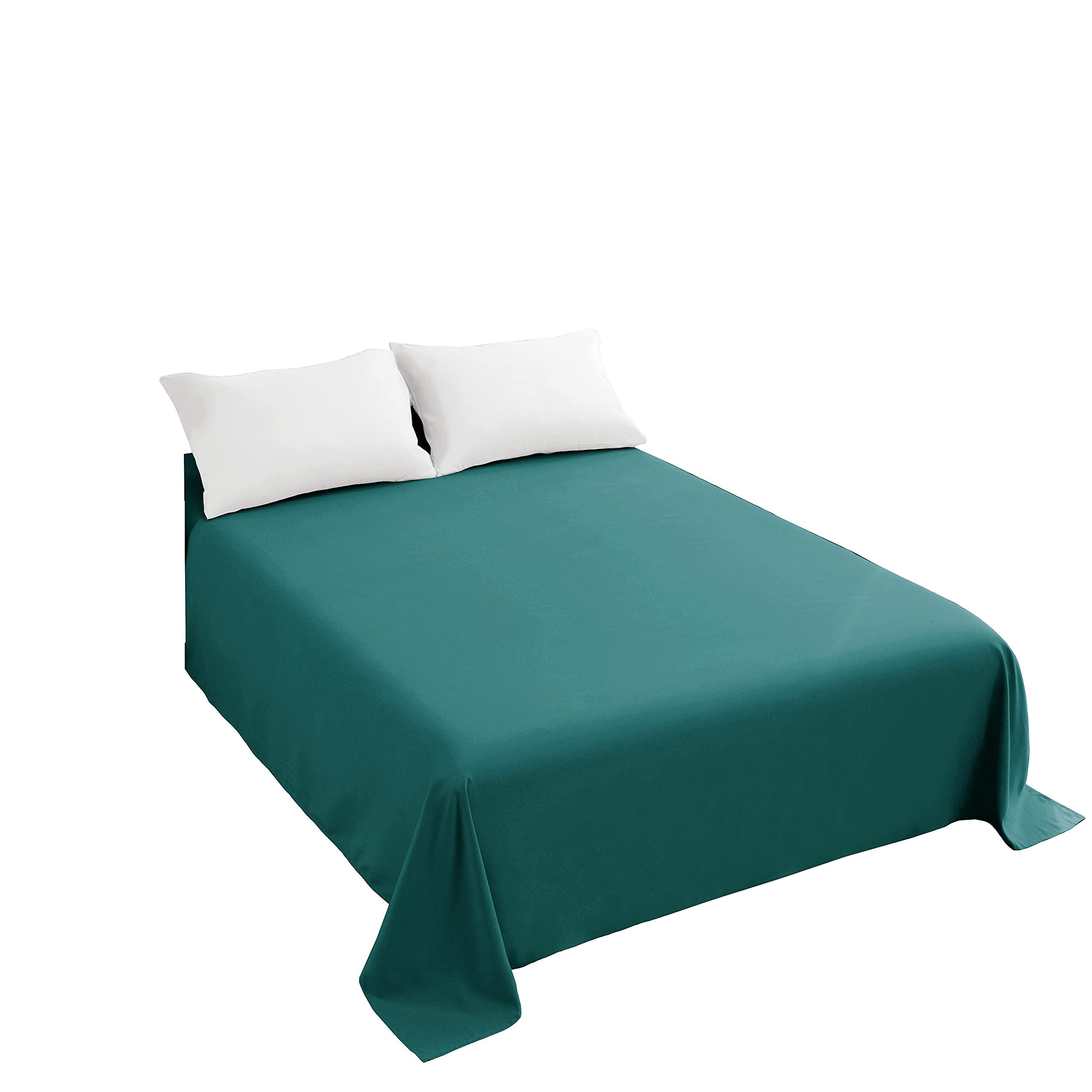 Sfoothome Bed Flat Sheet -Soft and Wrinkle, Fade, Stain Resistant Top Sheet, California King Size, Teal