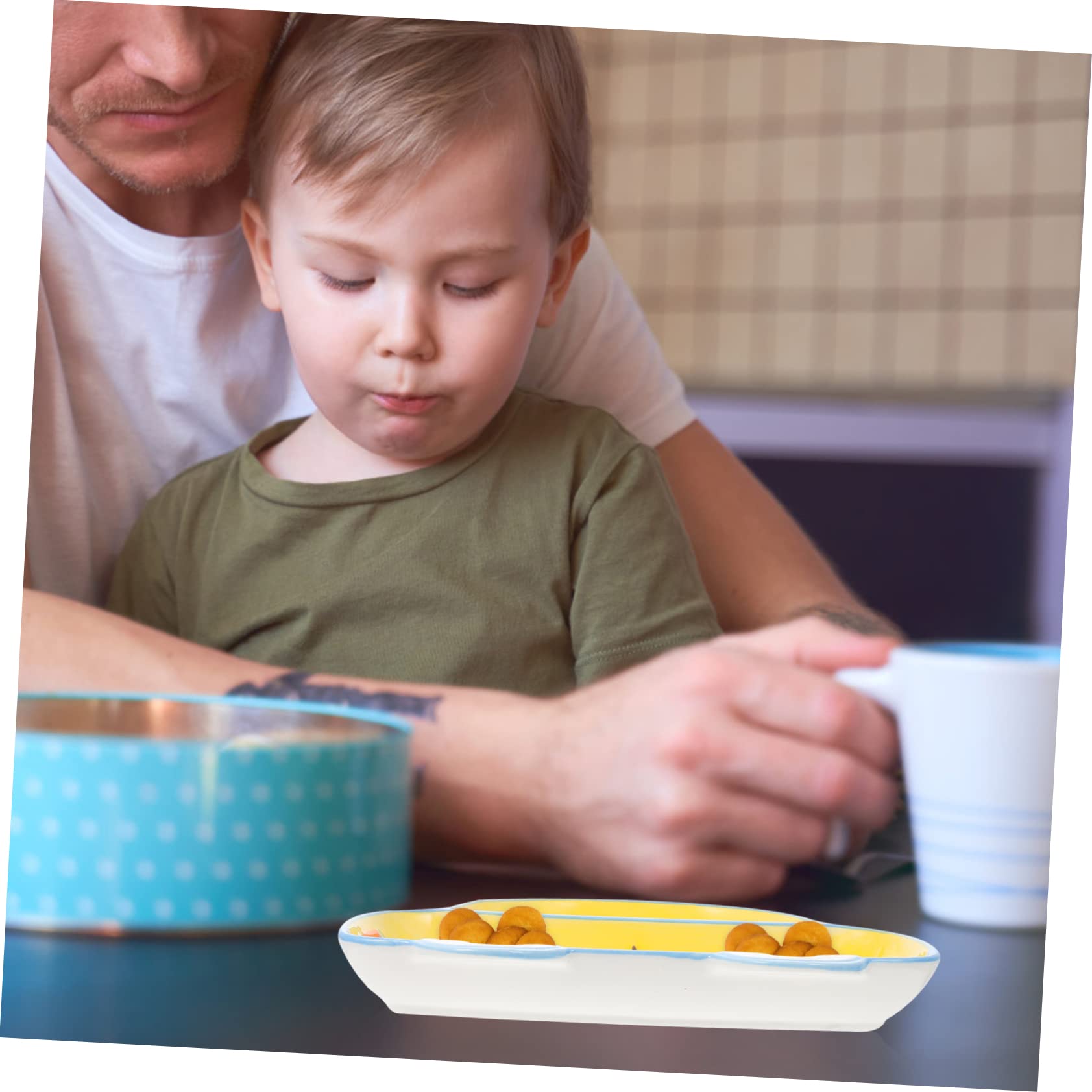 Cabilock 1pc Car Shaped Ceramic Meal Plate Divided Design Easy to Clean for Dining Table Decoration Food Serving Dish for Home Use