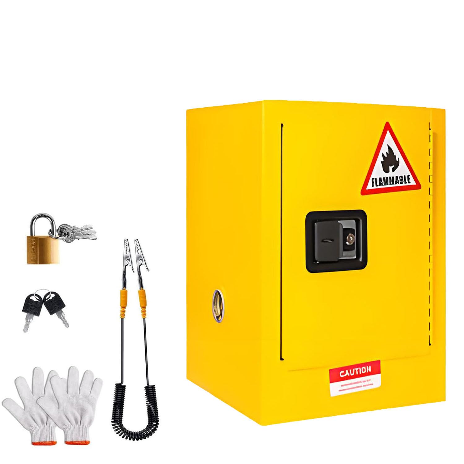 Jxyq Yellow Flammable Safety Cabinet For Combustible Liquid Storage, Fireproof Steel Construction, Lockable Design, Adjustable Shelf