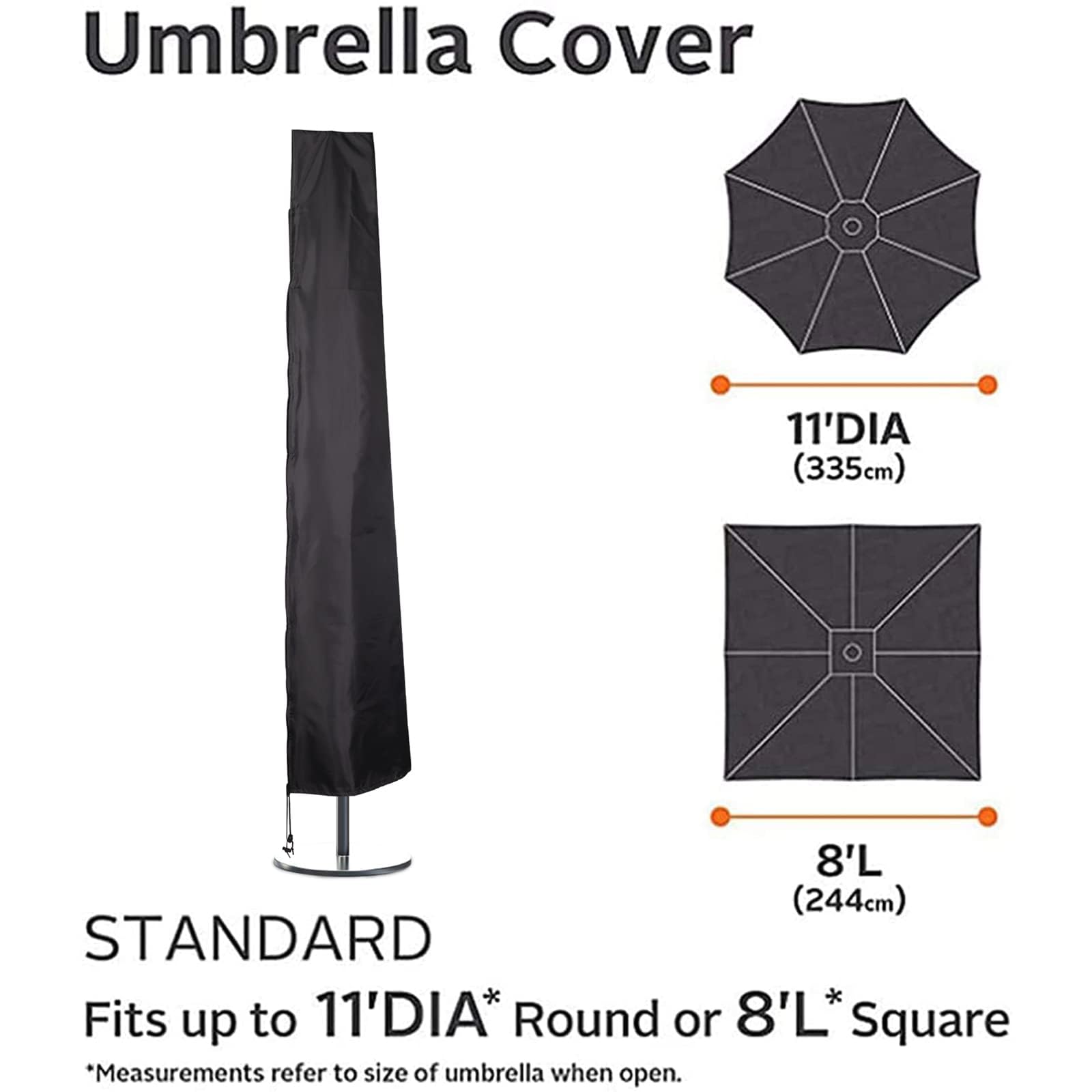 Housse de protection parasol déporté imperméable fermeture éclair 2,1 m à 3,4 m extérieur résistant aux déchirures
