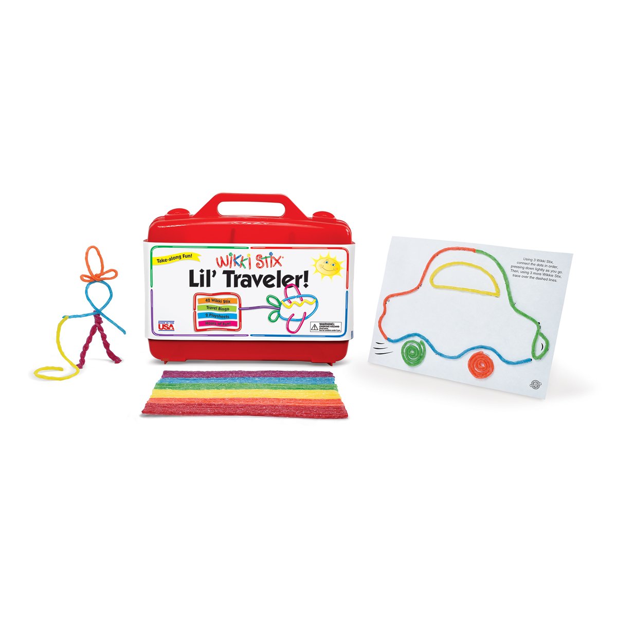 Wikki Stix Lil' Traveler Playset - 42 Six-Inch Bendable Sticks, Activity Pages, Travel Case