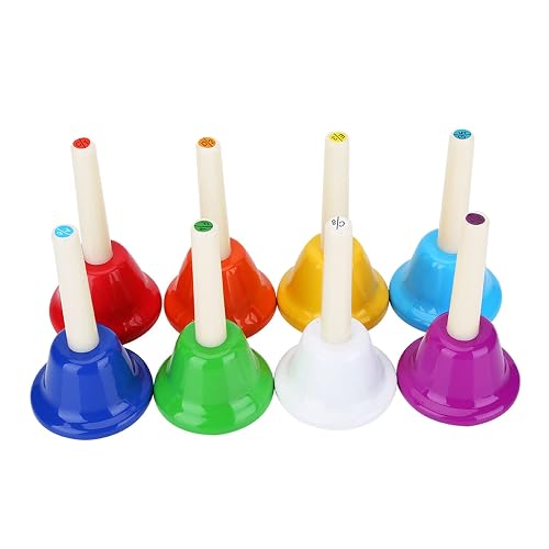POCREATION 8-Note Colorful Metal Handbells Set, Kids Musical Toy for