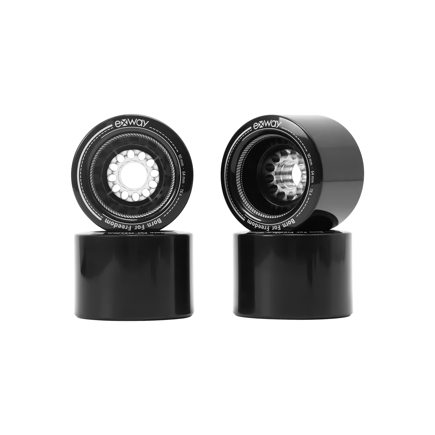 EXWAY 90mm Street Wheels (Black, Atlas Pro 2WD Combo)