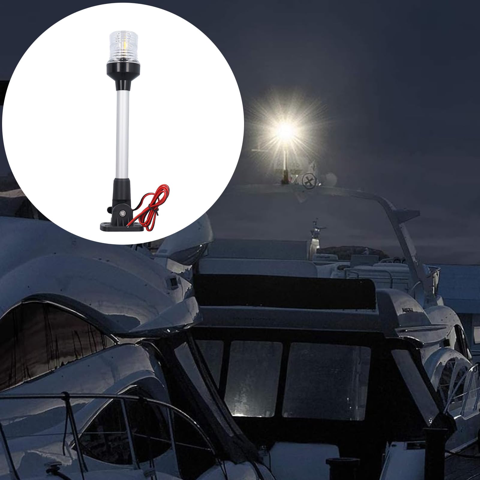 Buachois Luce di Ancoraggio per Barca,Luce di Navigazione per Barca Pieghevole,33Led 12 Pollici per Barca Marina Completa Uscg 2nm per Pontone,Barca Sportiva e da Pesca