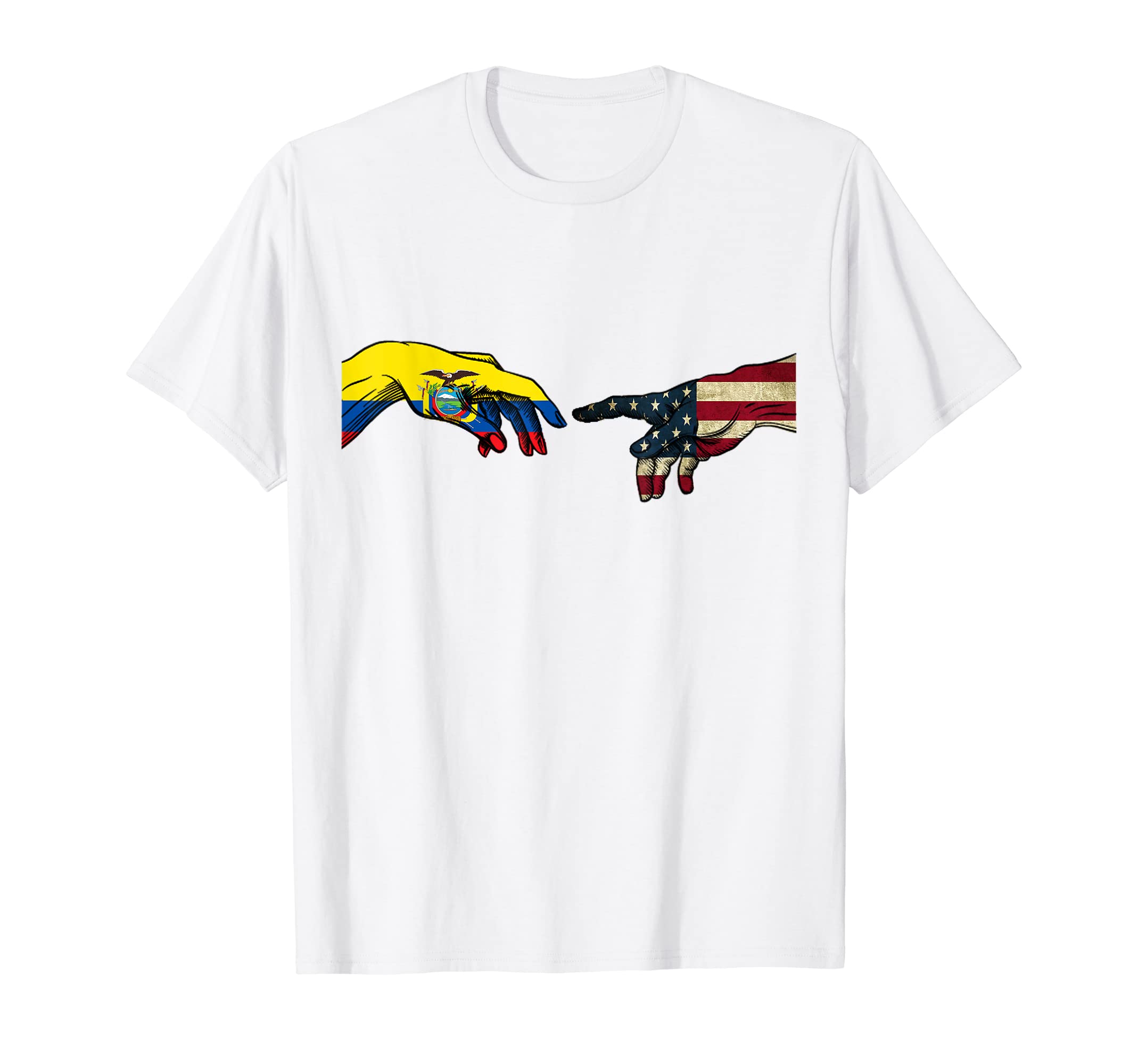 American Ecuadorian USA Flag - USA Ecuador God Hands Women Kids Men T-Shirt
