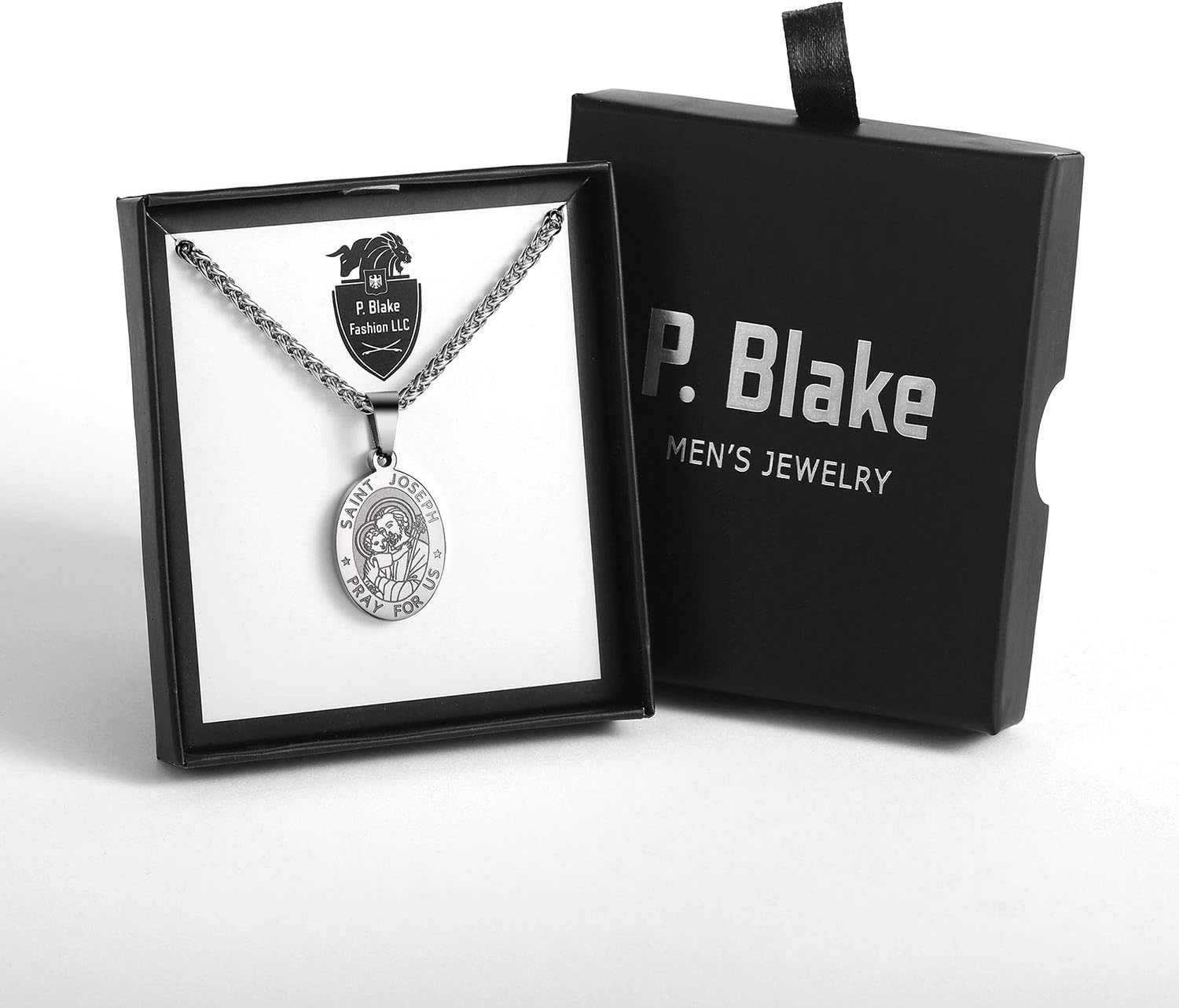 P. BLAKE Oval Saint Christopher/Michael/Joseph/Jude/Virgin Mary/Joseph/Francis/Patrick/Anthony/Benedict/Thomas Necklace for Men Women, Stainless Steel Catholic Patron Pendant with Chain 24 Inches - Image 6