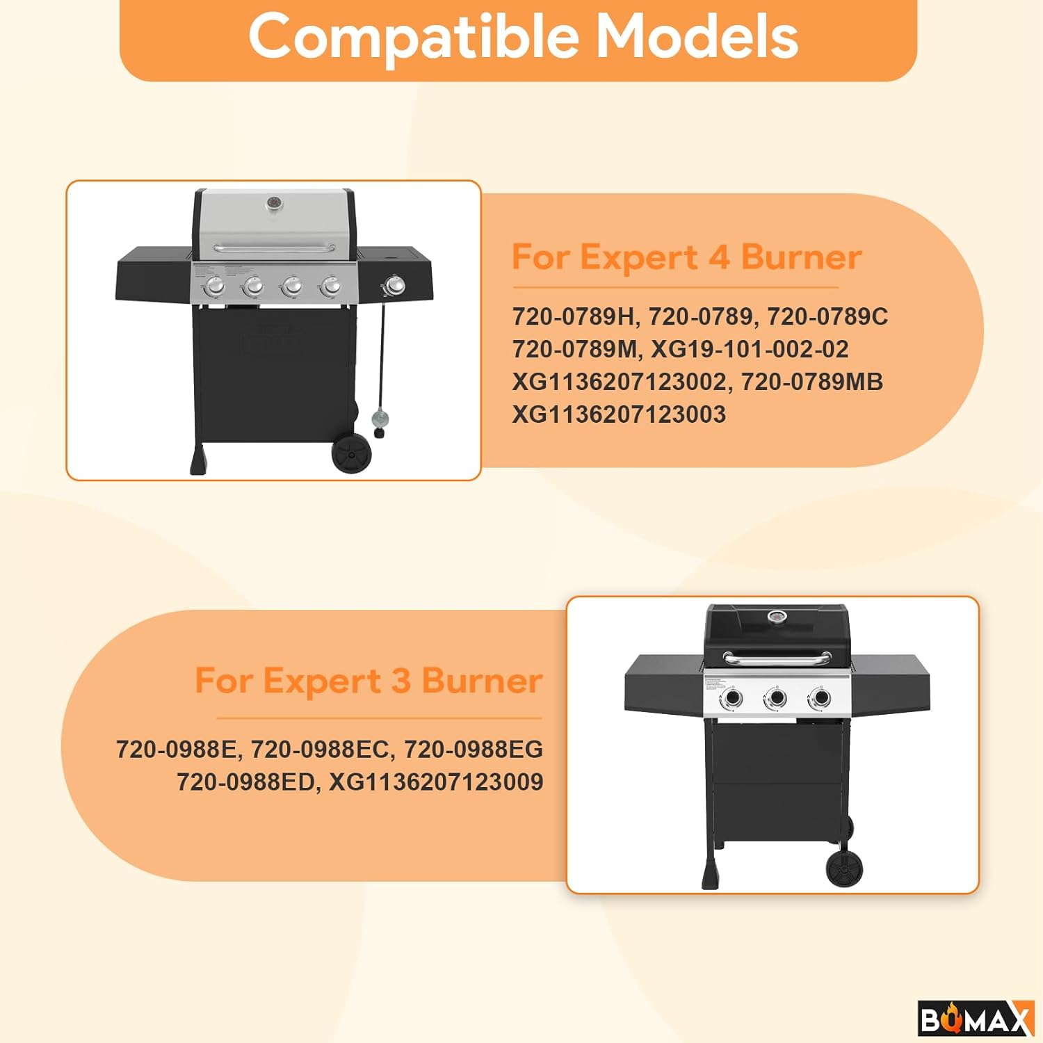 Heat Plate and Burners for Expert Grill 4 Burner 720-0789H 720-0789, Grill Parts for Expert Grill Parts Replacement 4 Burner 720-0789 XG19-101-002-02 Expert Grill 4 Burner Gas Grill Parts