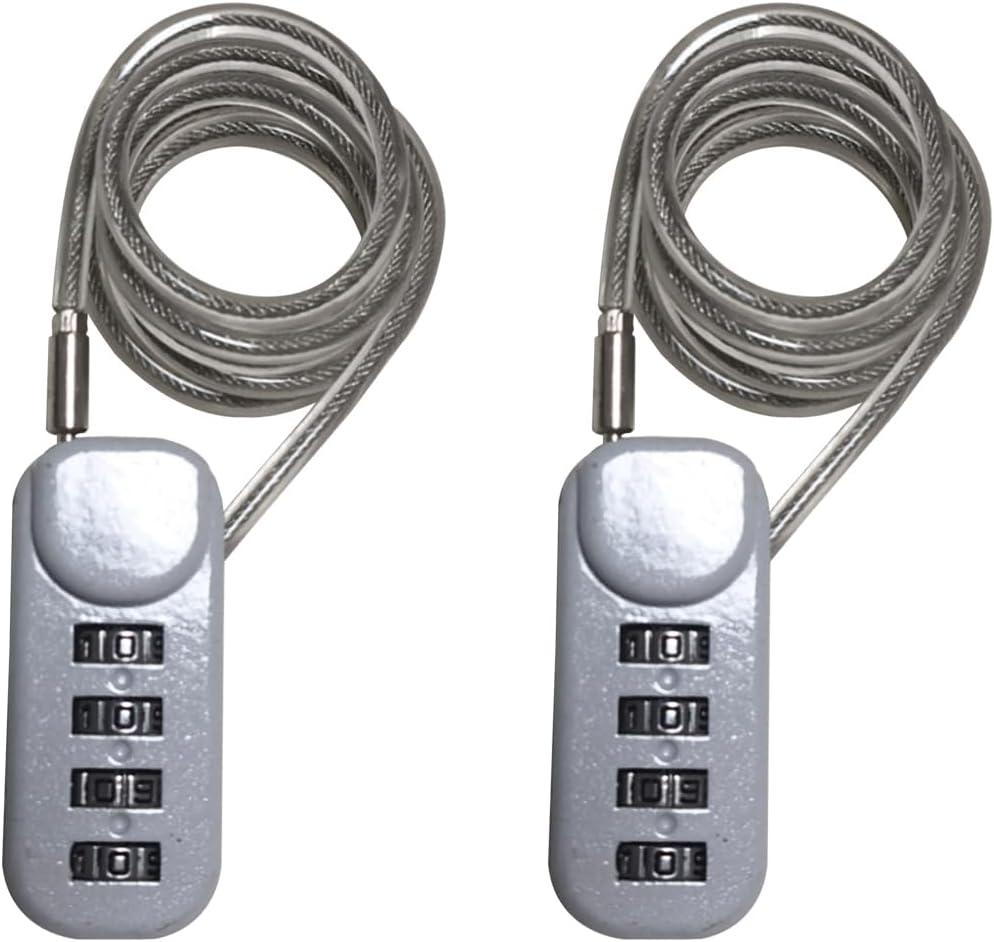 4-Digit Combination Cable Padlock with 24 inch (60 cm) Flexible Steel Cable, Small Lock for Locker,Luggage, Backpack,Cabinet,Gym Bag,Toolbox,Travel,Gray (2, Gray)