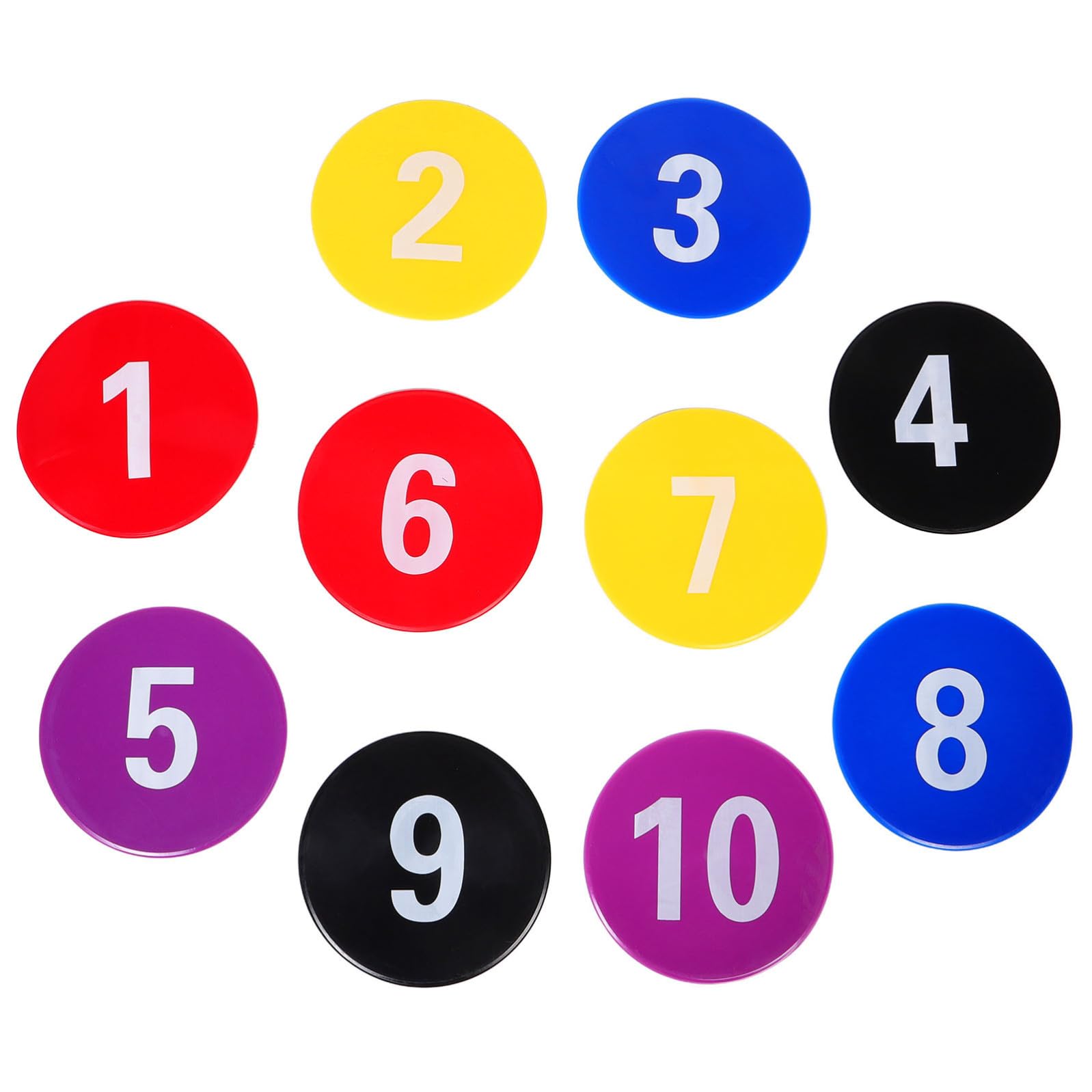 Healvian 10 Pezzi Marcatori a Cerchio Numerati in TPE per Allenamento Basket e Calcio, Tappetini Portatili Antiscivolo per Esercizi di Agilità e Giochi