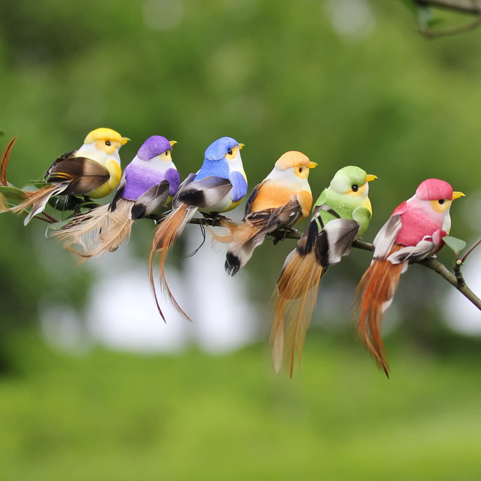 12 Uccellini Artificiali Colorati Con Clip, In Schiuma E Piume, Per Decorazioni Albero Di Natale, Matrimoni E Feste Fai Da Te - 4