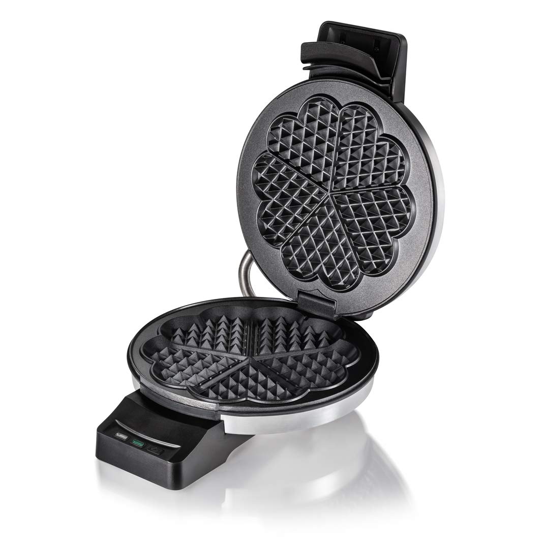 Cloer 1898 Waffeleisen Professional, zuckerresistente Doppelbeschichtung, für gewerblichen Betrieb geeignet, große Herzwaffel 16,5 cm Ø, 950 W
