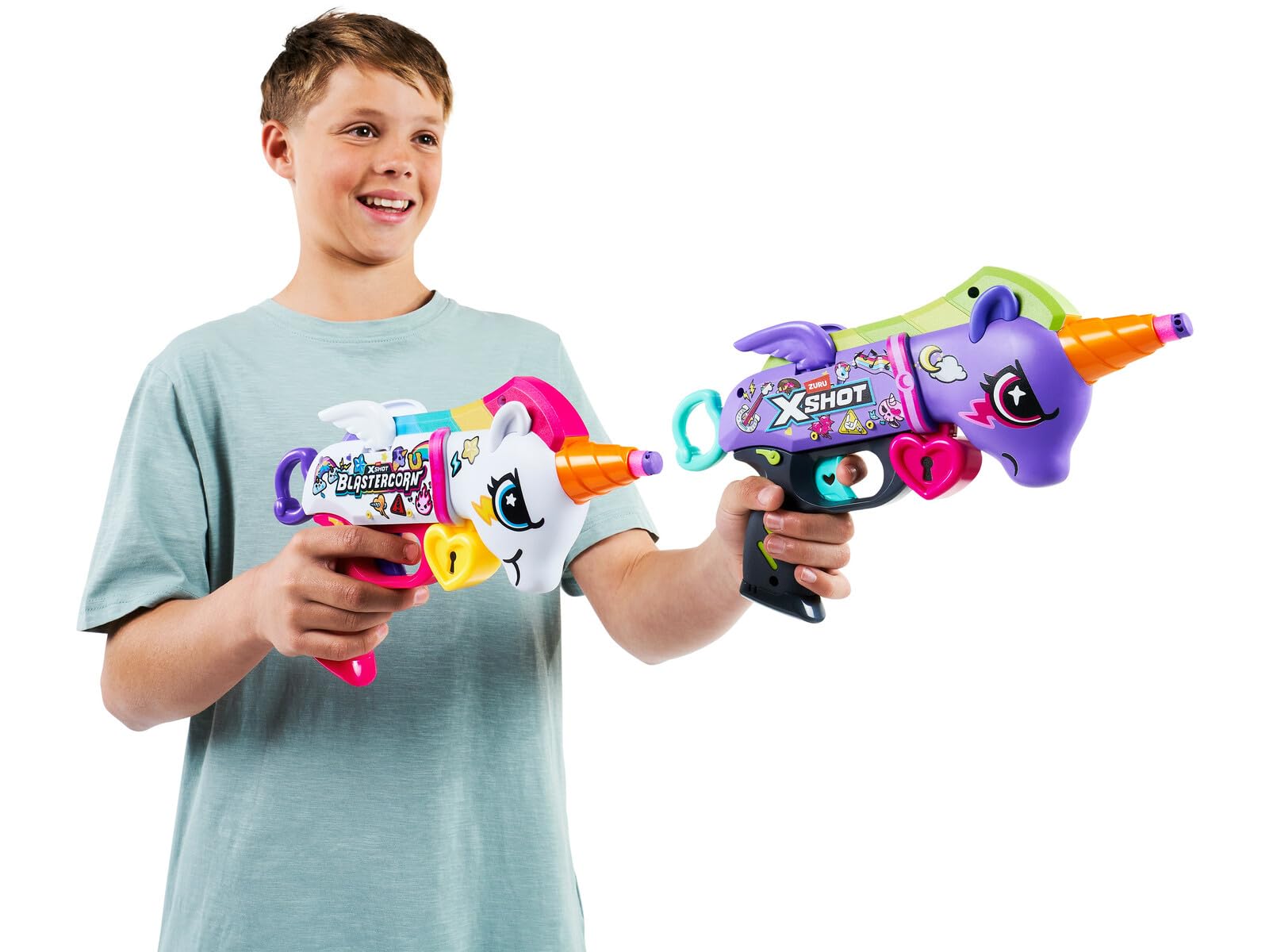 Zuru X-Shot Pack 2 Lanzadores de Dardos Blastercorn Double Rizz con 32 Dardos