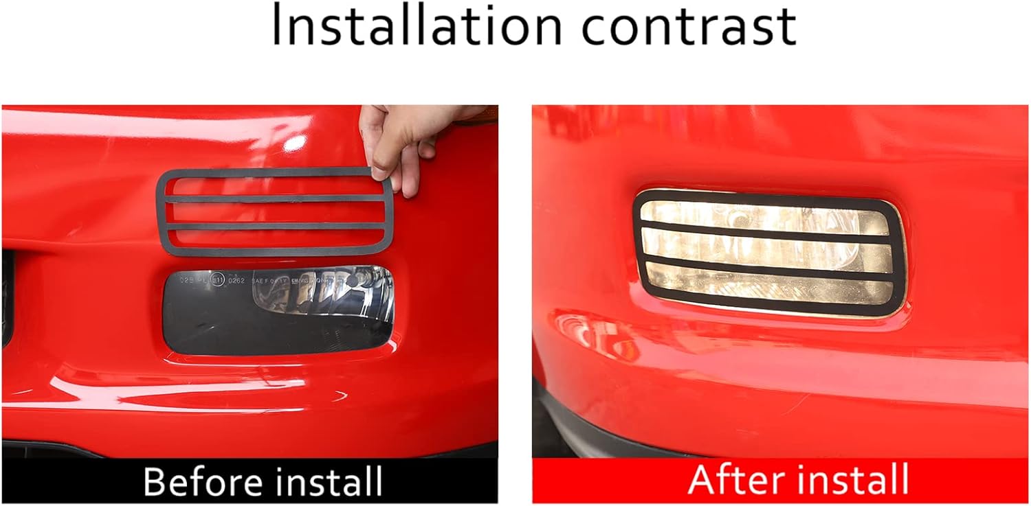 PIUGILH Car Front Fog Light Guards Cover Fit for Corvette C6 2005-2013 Exterior Accessories, Aluminum Alloy Front Fog Light Guards Cover, 2Pcs