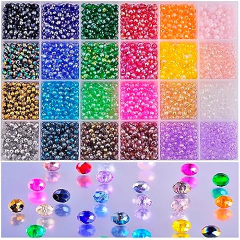 Eswala 4mm Beads Crystal Beads Kit 24colors 2880pcs Glass Beads Small Briolette Faceted AB Color Spacer Beads for Bracelet Jewelry Making and DIY Crafts Decorative (4mm, Multicolor) Cover