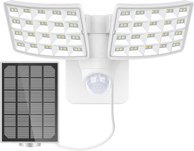 LUOWAN Solar Security Lights with Motion Sensor 1400LM Solar Lights Outdoor 5500K Solar LED Flood Lights IP65 Waterproof Solar Powered Light with 2 Adjustable Heads & 3 Intelligent Modes for Yard