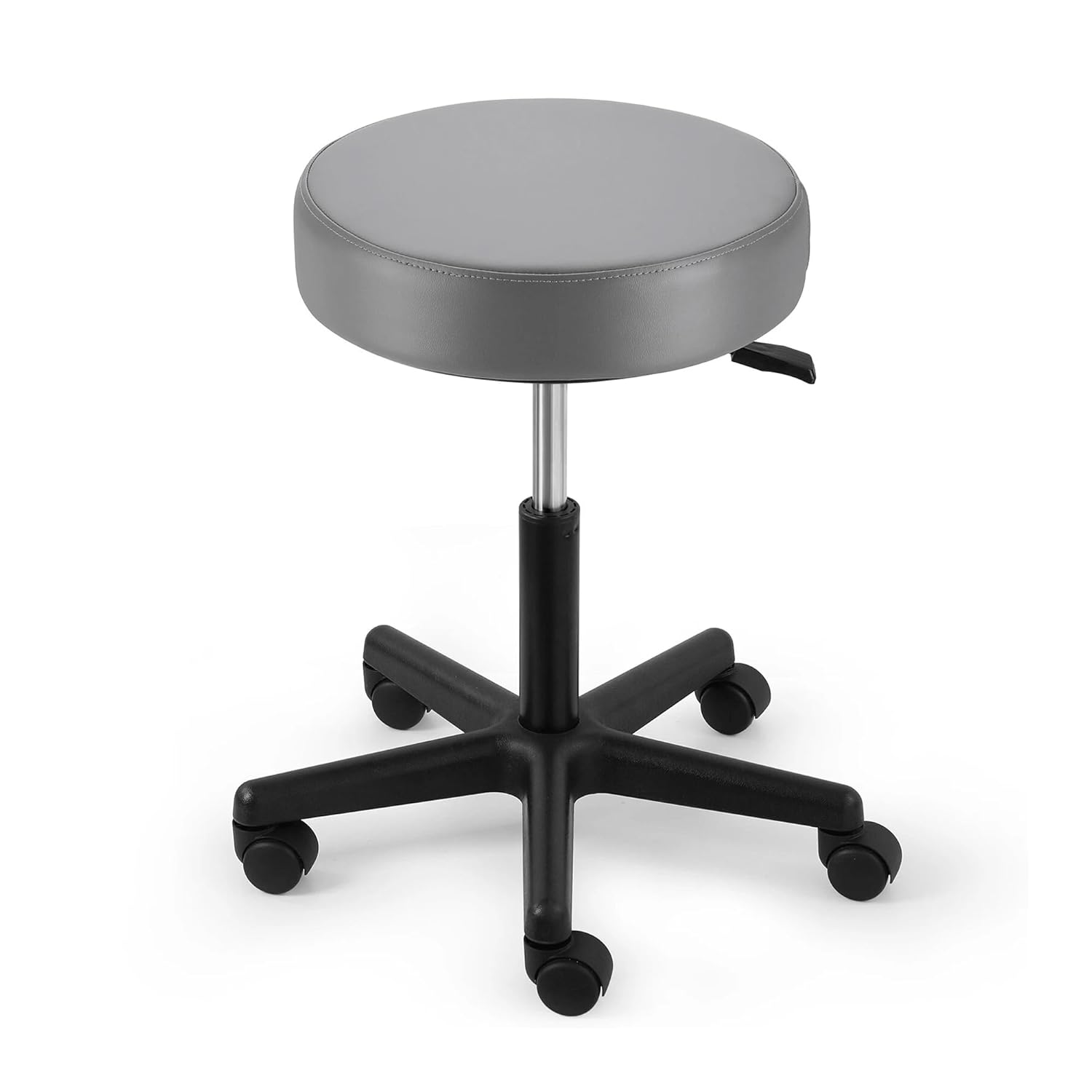 Sammons Preston Pneumatic Therapy Stool, Rolling Stool with Wheels & Swivel Seat, Adjustable Height Stool with Dense Foam Cushion, Office or Clinical Use, Light Gray, 5-Leg Base for Stability