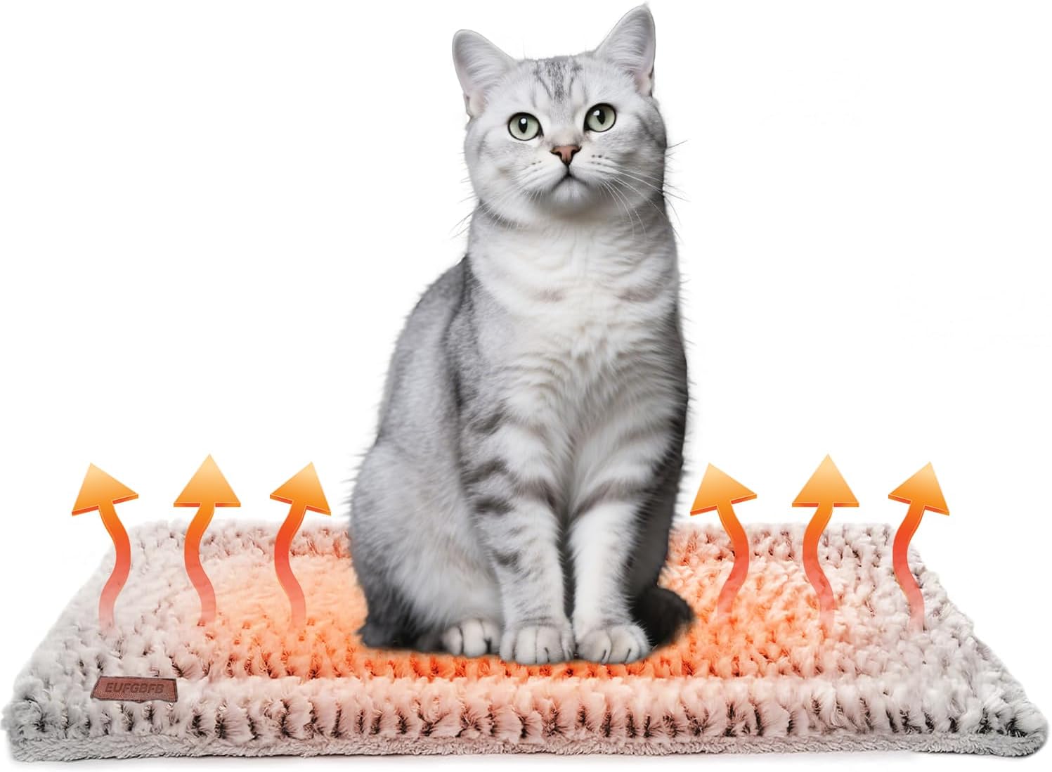Large Self Heating Cat Bed Mat 32x24 inch, Thermal Self-Warming Pet Pad for Big Cats & Small Dogs, Reversible Washable Fleece with Silent Mylar Layer, Non-Slip Crate Pad Grey
