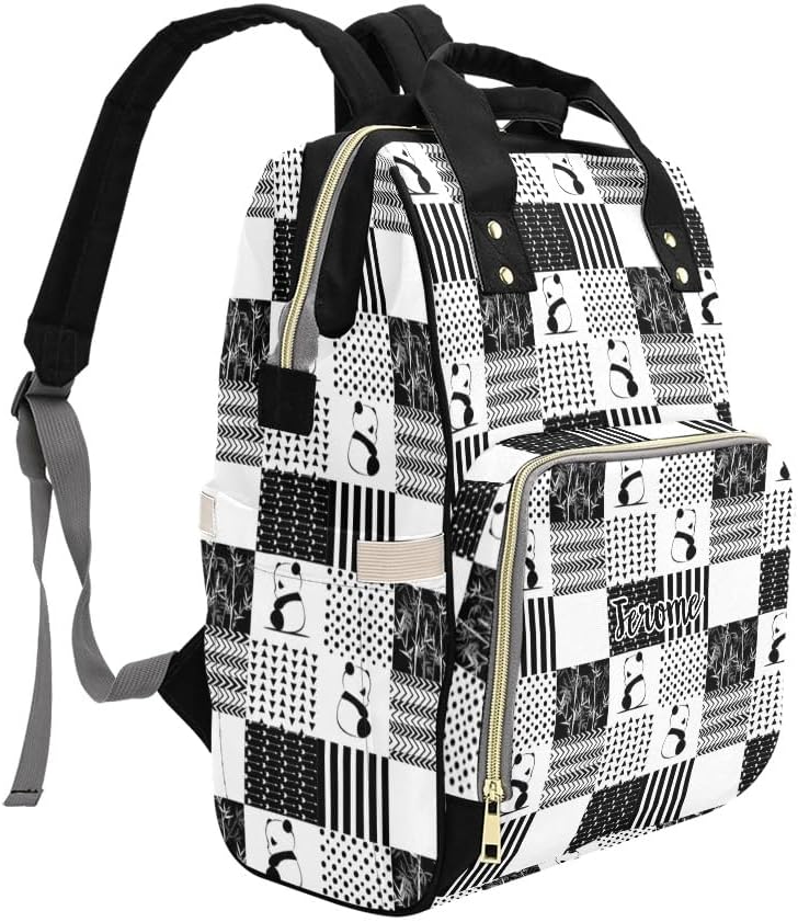 Personalized Diaper Bag Backpack Gift Panda Bamboo Dots Large Capacity Nappy Bag: Designed for Travel & Everyday Use