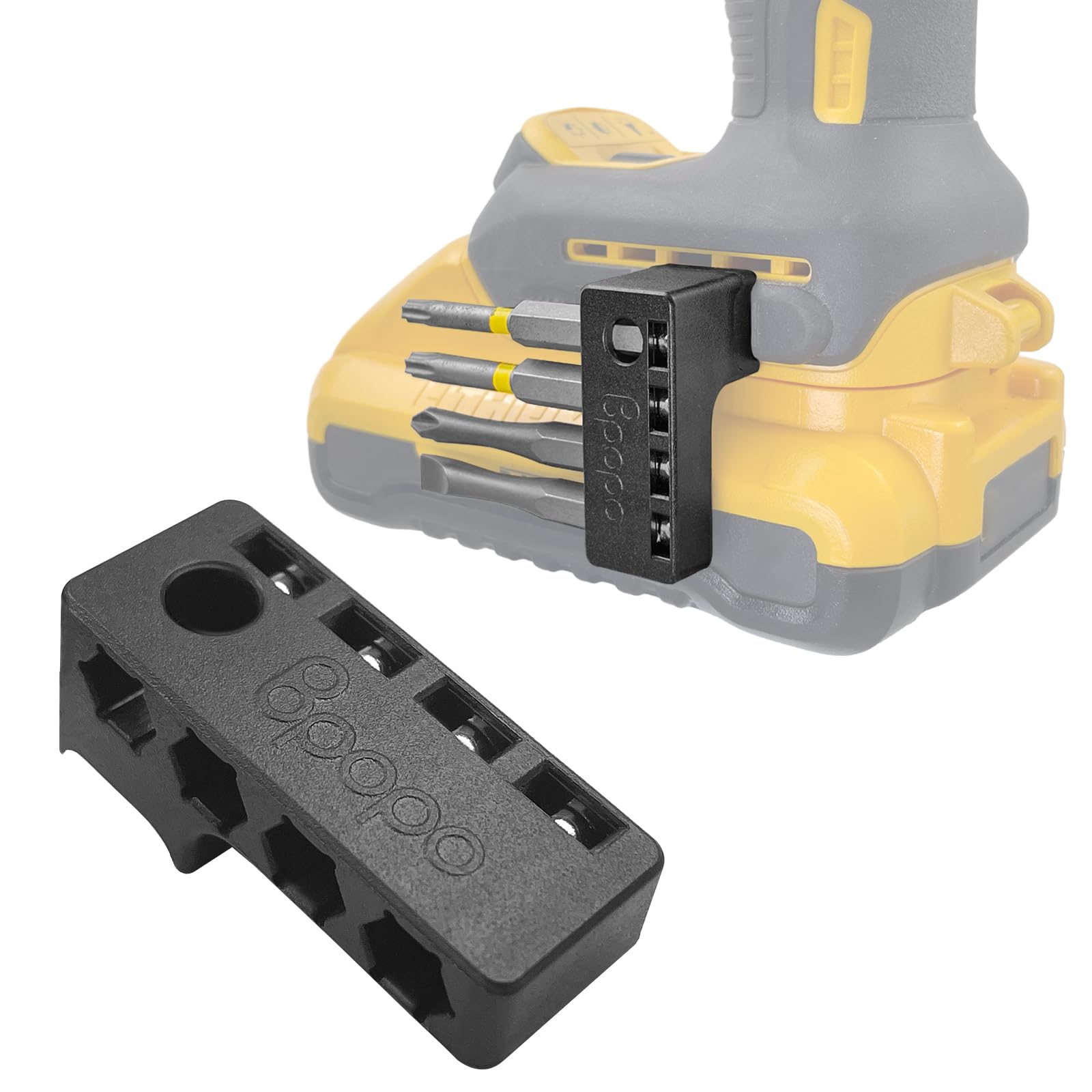 Uchwyt magnetyczny 1/4" kompatybilny z wiertarkami Dewalt, montaż śrubowy po lewej stronie, mocny organizer na 4 końcówki