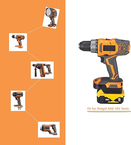 Miniatura 5 de Convertidor adaptador para batería Dewalt 20V DCB205 DCB206 Li-ion a Ridgid AEG 18V Hyper li-ion batería de herramienta eléctrica