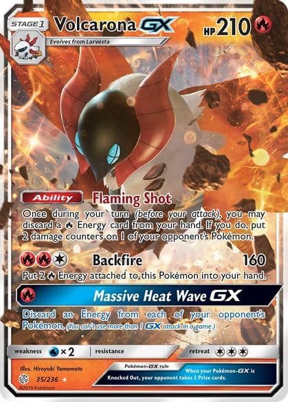 Pokemon – Volcarona GX - 35/236 - Cosmic Eclipse – Ultra Rare – Holo Foil Card