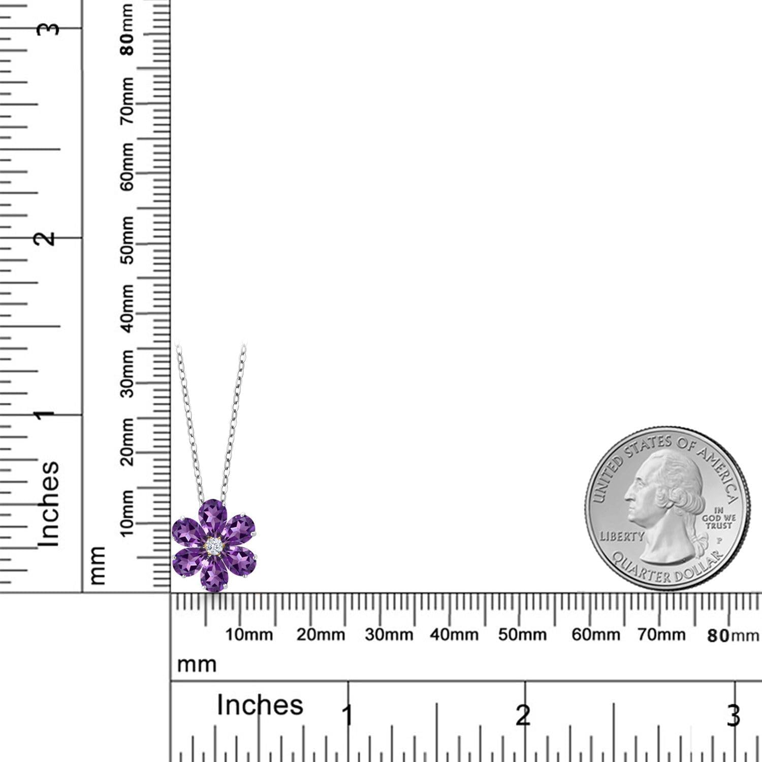 Gem Stone King 925 Sterling Silver and 10K Yellow Gold Purple Amethyst Pear Shape Flower Pendant Necklace For Women (2.21 Cttw, Gemstone Birthstone, with 18 Inch Chain)