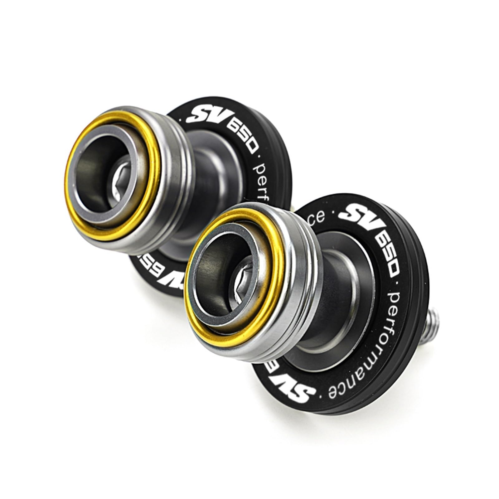 Motorcycle Rear Stand Swing Arm Spool Sliders for Suz@&uki SV650S S650X 1999-2026 M8 Swingarm Spools Slider Stand Screws&Tire Valve Caps(B-Gold)