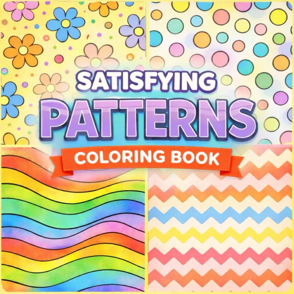 Satisfying Patterns Coloring Book: Bold and Easy Designs for Relaxation – Simple Geometric & Repeating Patterns for Kids, Teens & Adults – Stress Relief Coloring Book