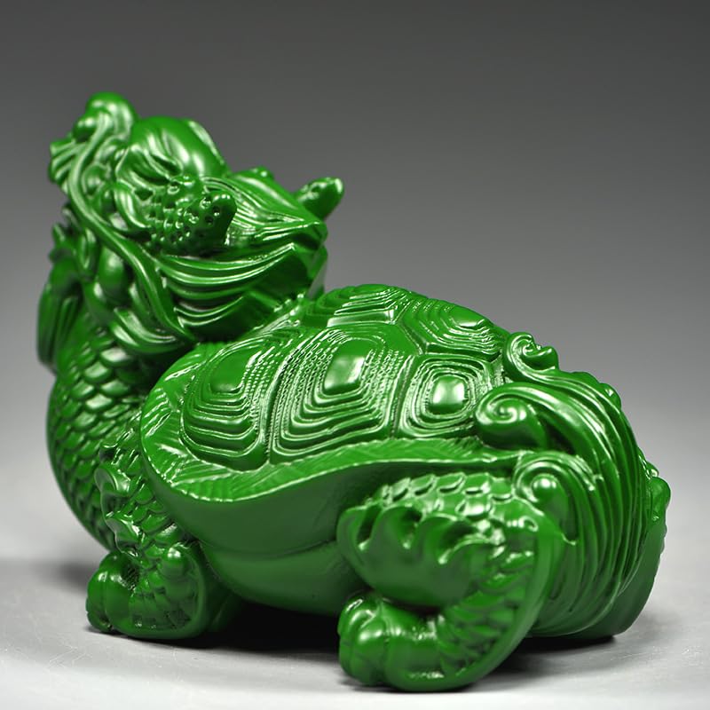 Amazon.com: Thcbme 绿色木雕龙龟摆件木质玄武龟家居店铺摆设装饰红木
