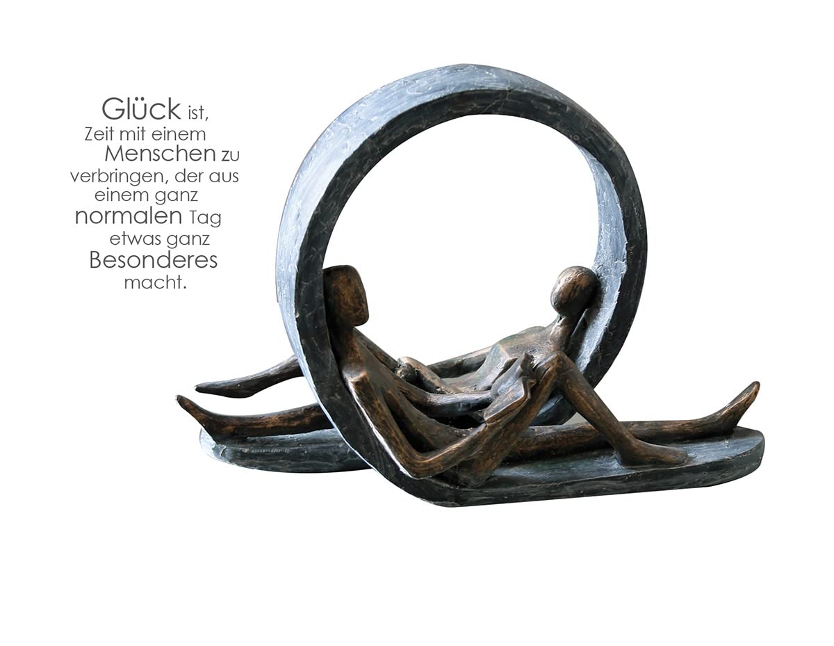Casablanca Skulptur Auszeit, Deko Figur Bronze, Grau, Kunstharz Statue Wohnzimmer, Büro Dekoration H. 22 cm x B. 31 cm - Moderne Paarfigur Couple, Liebe Hochzeit