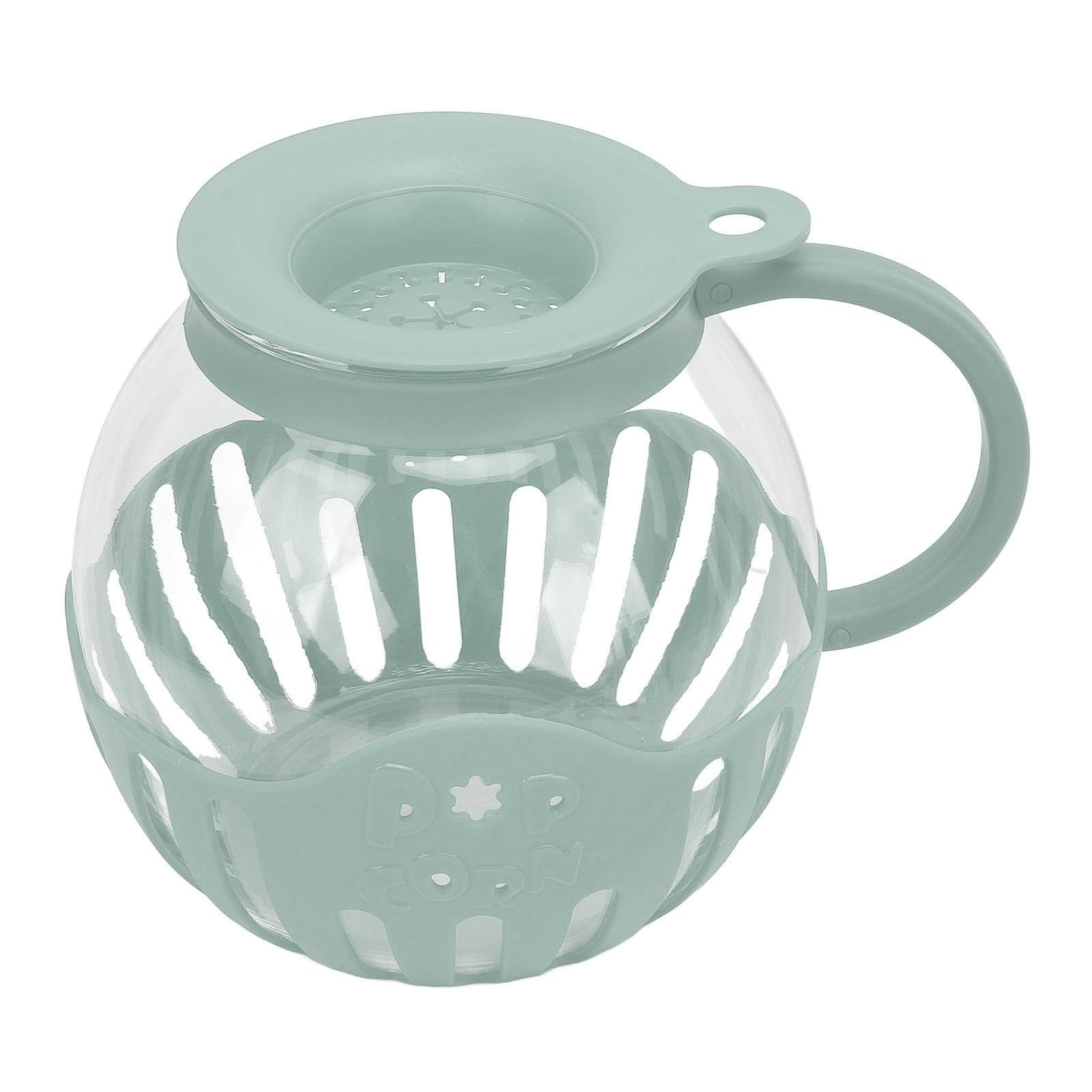 Ausla Tarro de Vidrio para Palomitas de Maíz para Microondas, Palomitas de Maíz de Borosilicato con Tapa Medidora, Máquina para Hacer de Casera Rápida de 2,13 L y 3 Minutos para Refrigerios (GREEN)