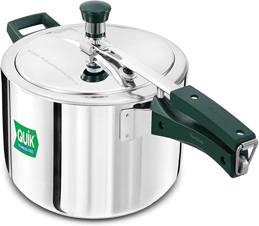 Hawkins 5 Litre Pressure Cooker | Stainless Steel | Quik | Straight Body | Induction Compatible | Ideal for 5–7 persons | Silver (QSP50)