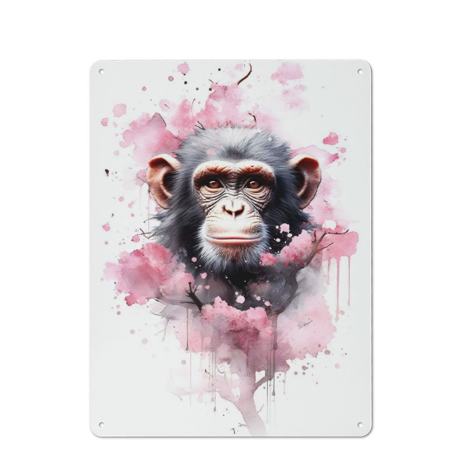 Junmoney Chimpanzee Modern Retro Metal Wall Art Sign 40X30cm, Studio Wall Art For Modern Home, Workshop, Office Or Cafe