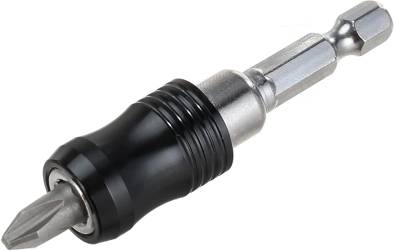 Hand inserting the quick-release bit holder into a drill