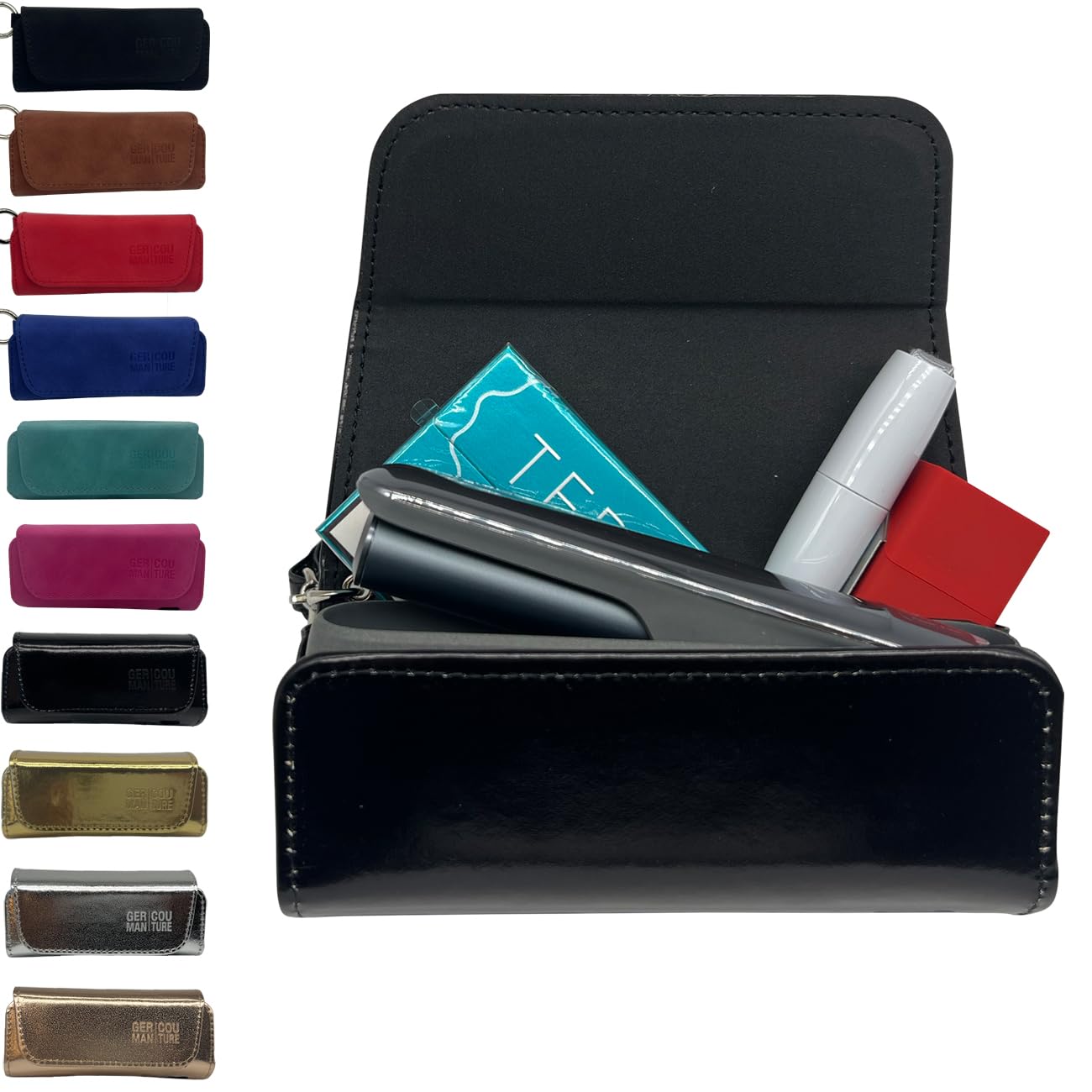 GCCase Bag Accessories Compatible with IQOS Iluma or Originals Duo 3.0 + Terea or Heets Sticks Set (Black Shiny)