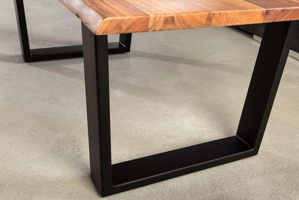 Riess Ambiente Massivholz Couchtisch Mammut 120cm Akazie Natur U-Gestell schwarz 2,5cm Tischplatte