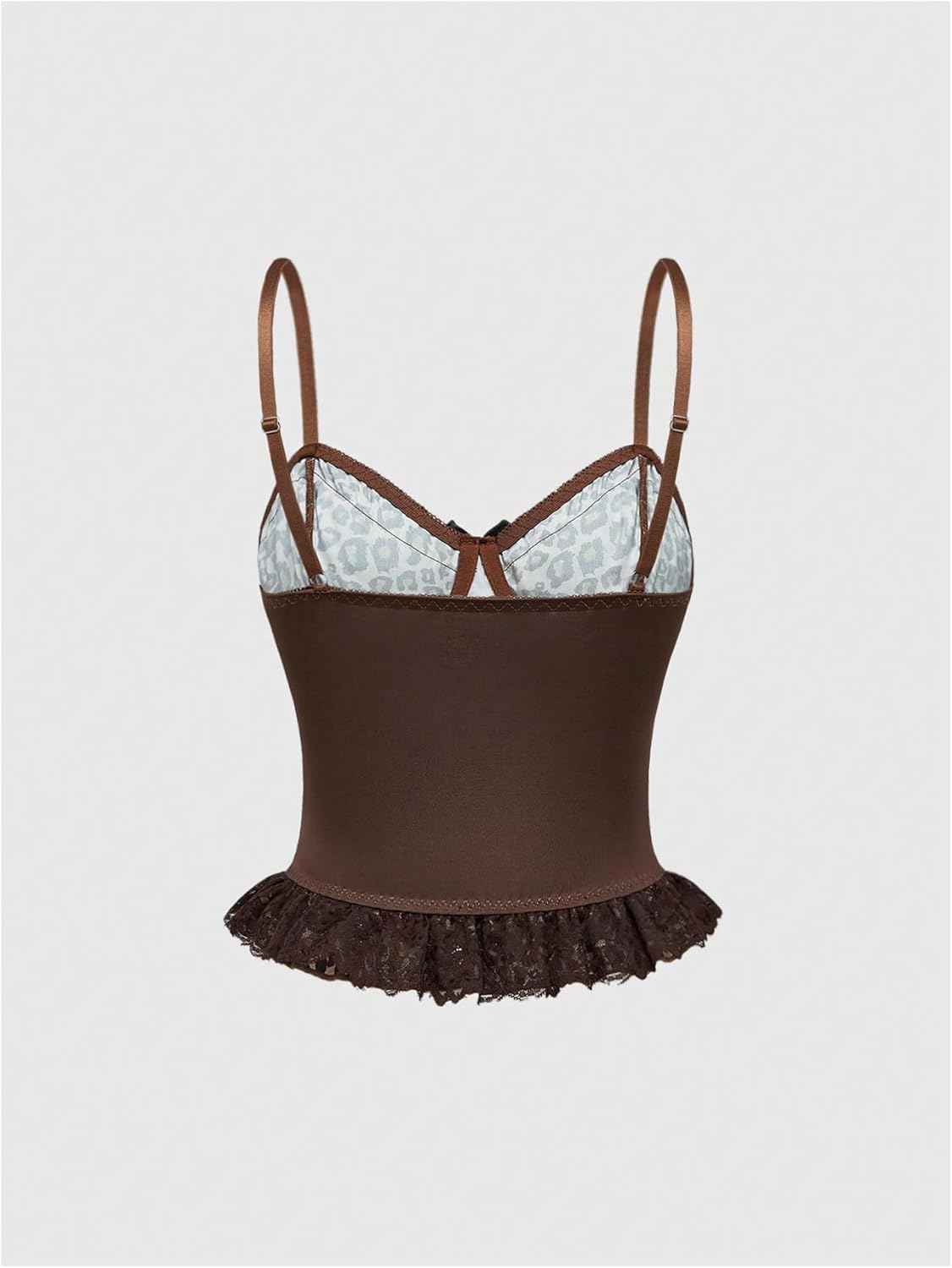 MakeMeChic Women's Cheetah Print Camisole Bow Knot Floral Lace Sleeveless Y2K Summer Tops - Image 2