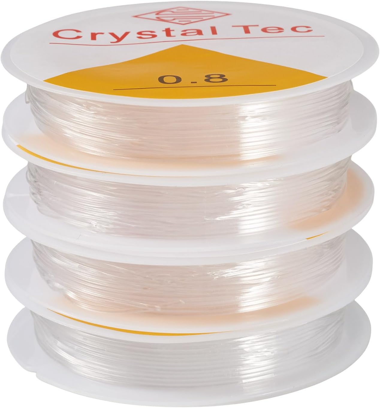 4 Rolls 0.8mm Crystal Elastic Stretch Thread Cord for Bracelets String Round Clear Elastic Stretchy Bracelet Beading Thread Rope for DIY Women Necklace Jewelry Making Beading Craft, 6.5 yards(6m)/roll
