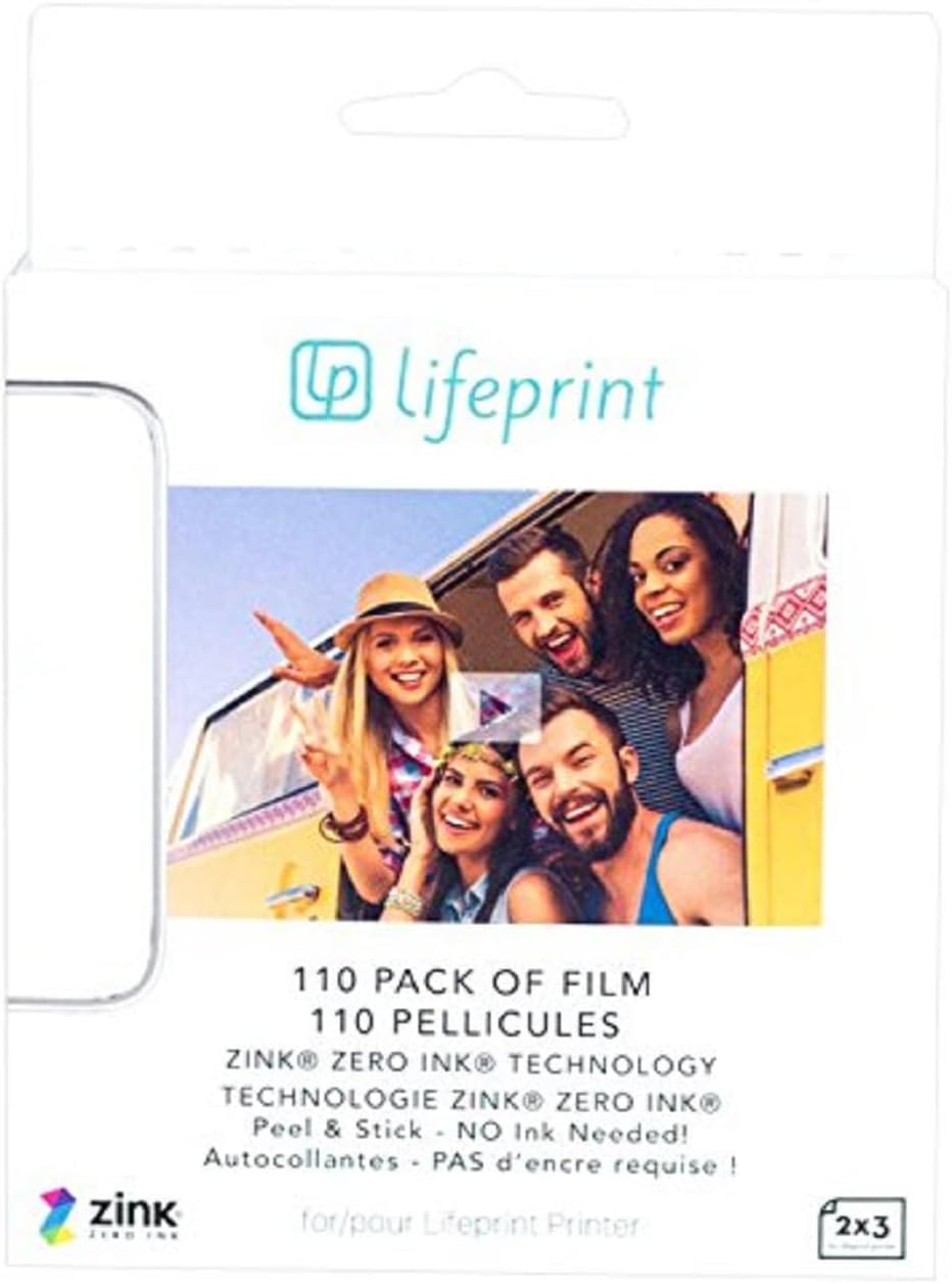 Lifeprint 110 pack of film for Lifeprint Augmented Reality Photo AND Video Printer. 2x3 Zero Ink sticky backed film
