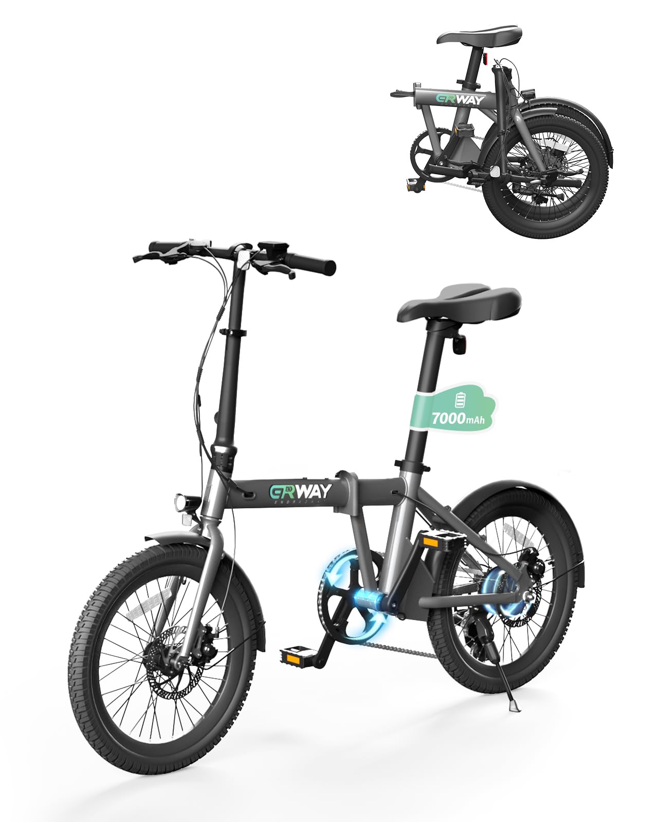 Amazon | ERWAY 電動アシスト自転車 折りたたみ 電動自転車 20