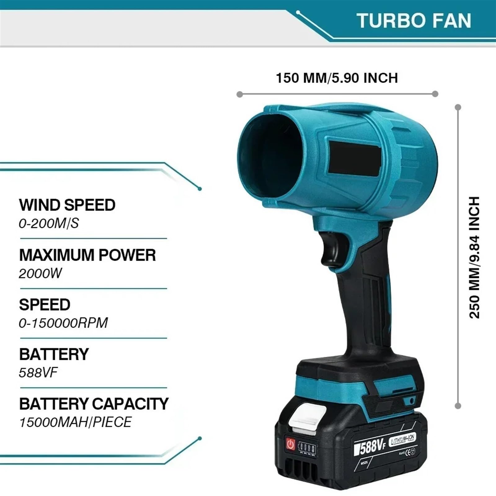 Radialgebläse, Bürstenloser 2000W Elektro-Turbo-Gebläse-Jet-Fan 200M/S heftiger Auto-Trockner-bläser-Elektrowerkzeug