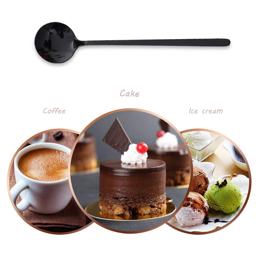 Cucharas de café para postre de 13,5 cm, de acero inoxidable, con mango esmerilado para postre té, helado, azúcar, postre, torta de café, juego de 8