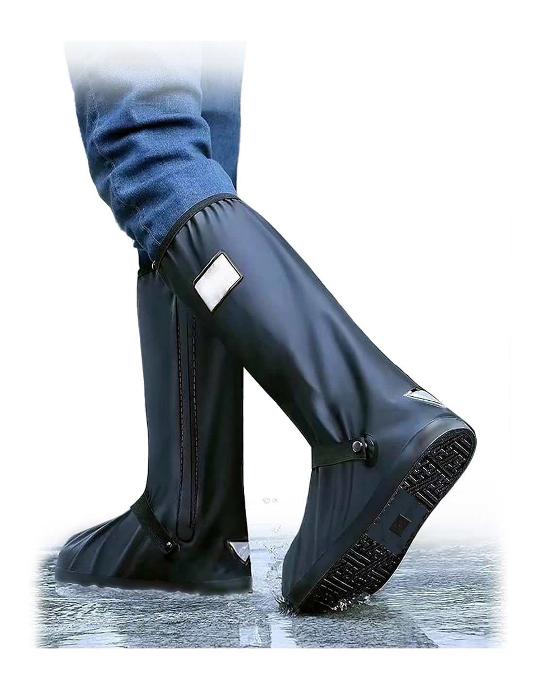 Waterproof Shoe Covers for Rain, Outdoor Cycling Non-Slip Rain Boots Covers Foldable Reusable Overshoes with Reflector for Women &amp; Men
