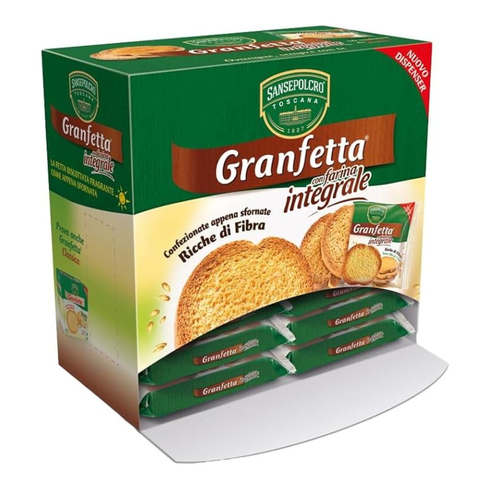 San Sepolcro - Granfetta Fette biscottate integrali rotonde fragranti e leggere - 192 monodosi da 15gr