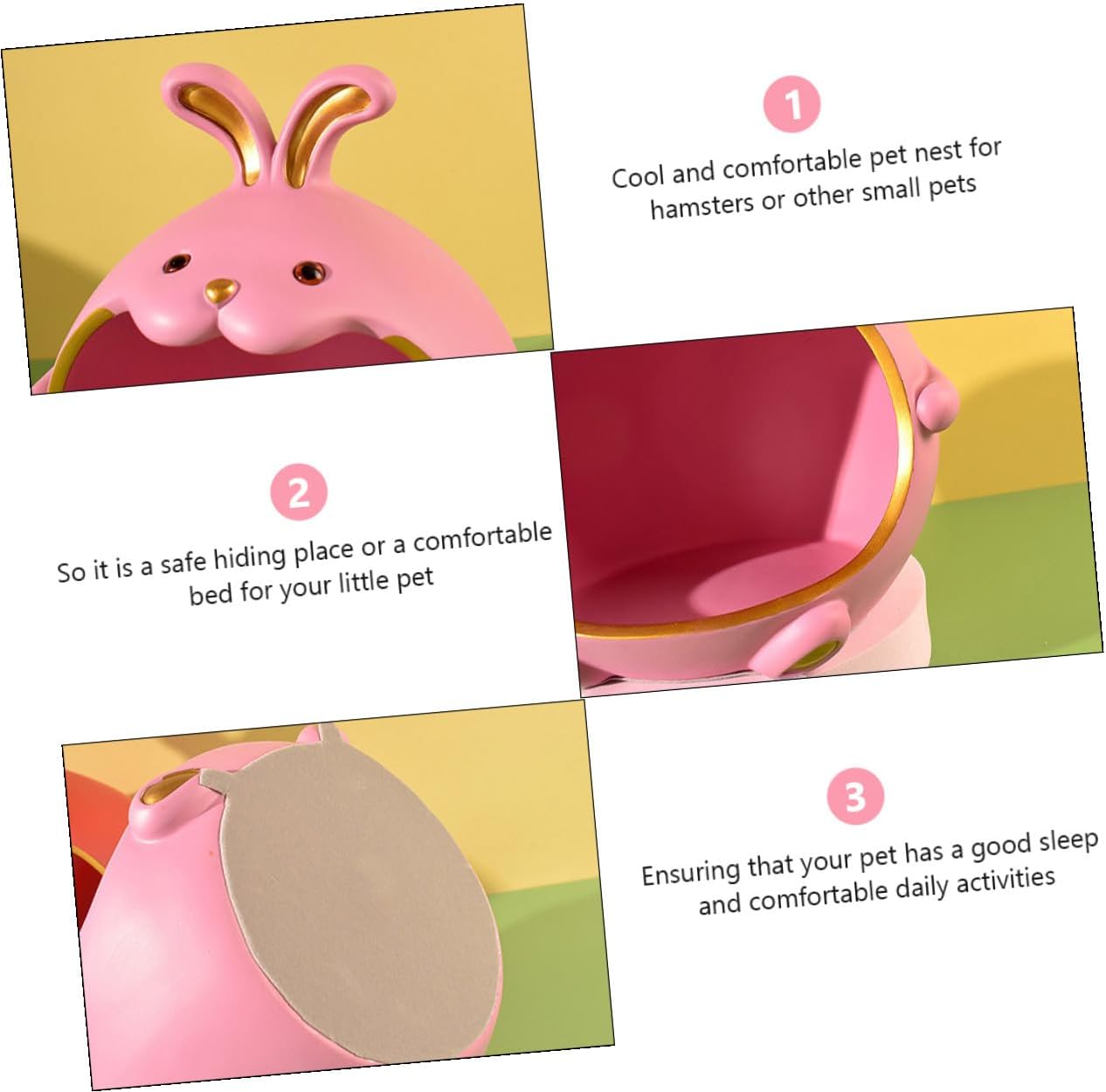 Small Pet Cooling Nest and Resting Shelter for Guinea Pigs and Hedgehogs, Resin Material, Summer Ventilated Shelter, Suitable for Hamsters and Small Animals, Random Color